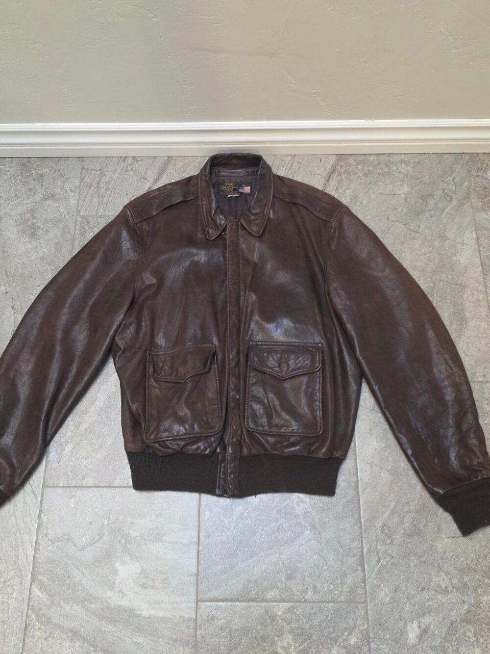 Vintage Type A-2 USA army Air Force Leather Flight Jacket Size 46 suits Large